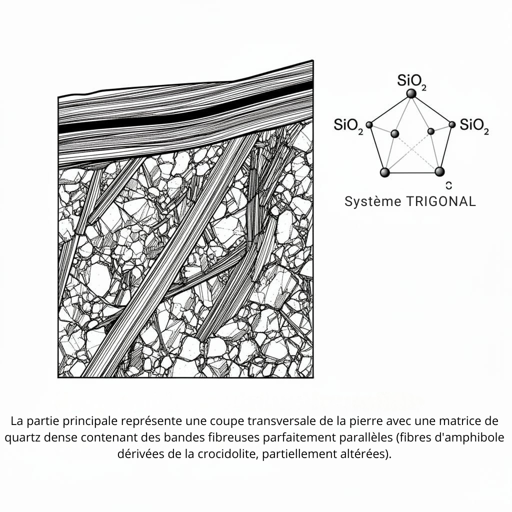 STRUCTURE CRISTALLINE OEIL DE TIGRE