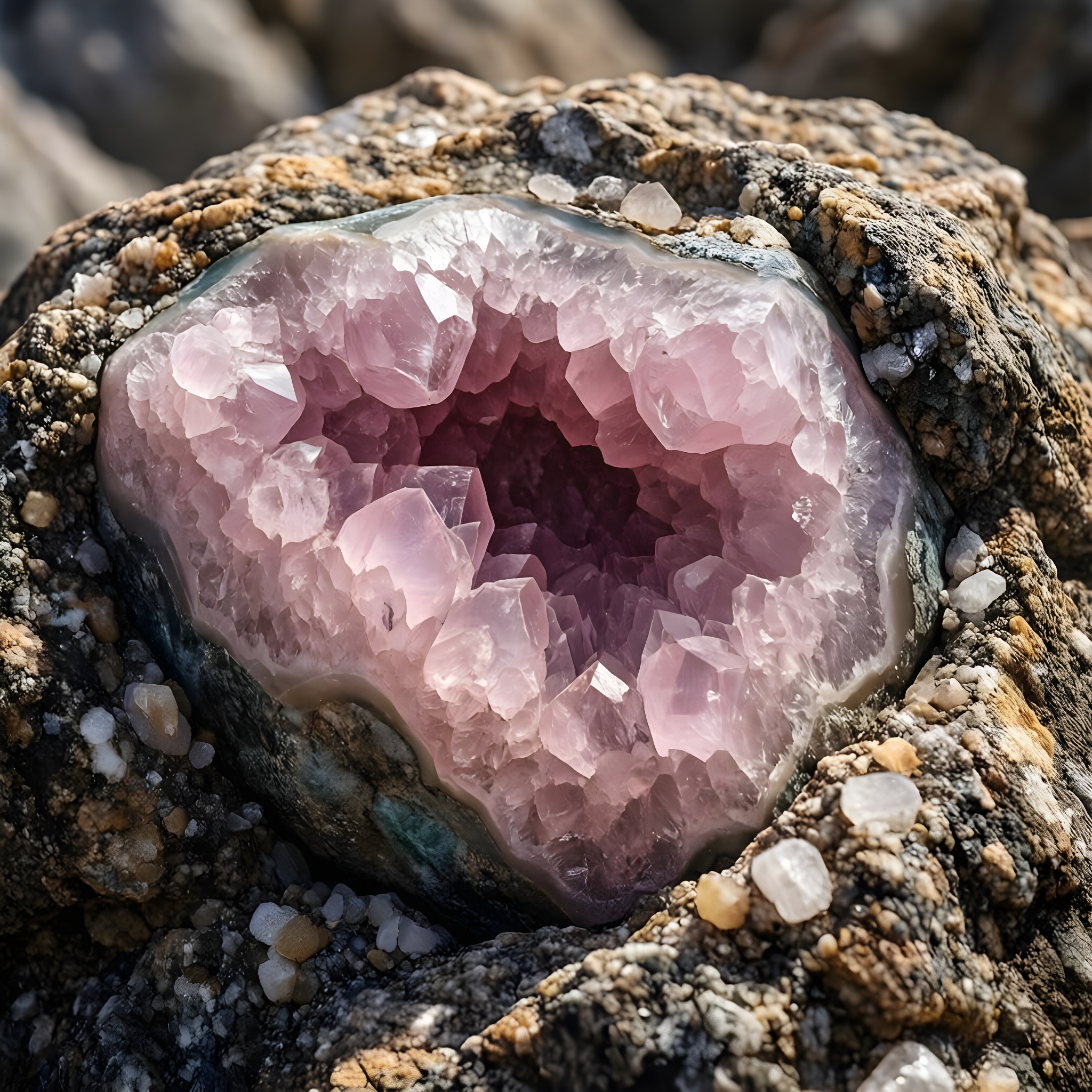 Quartz Rose brut in situ