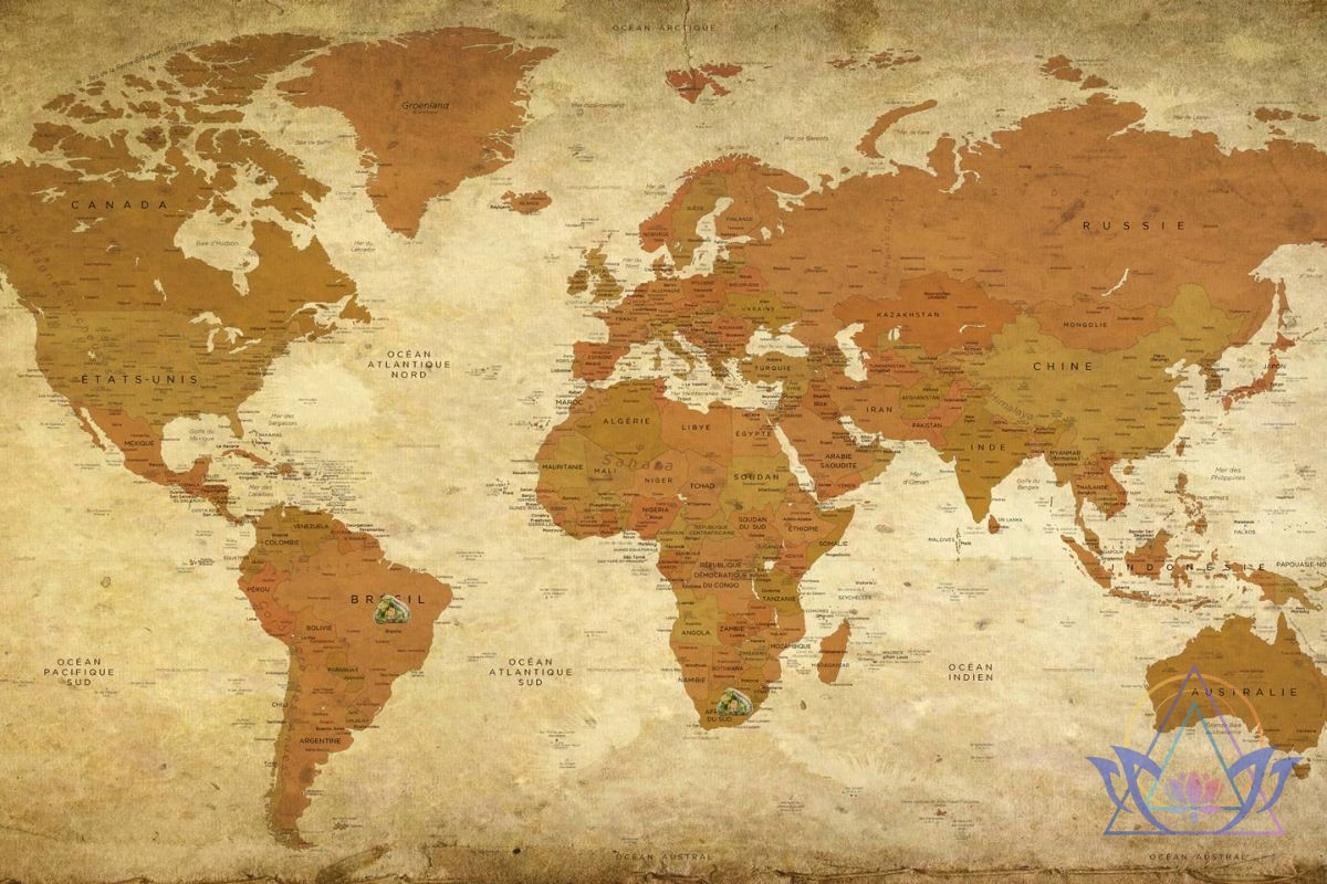 Carte des gisements d'unakite dans le monde