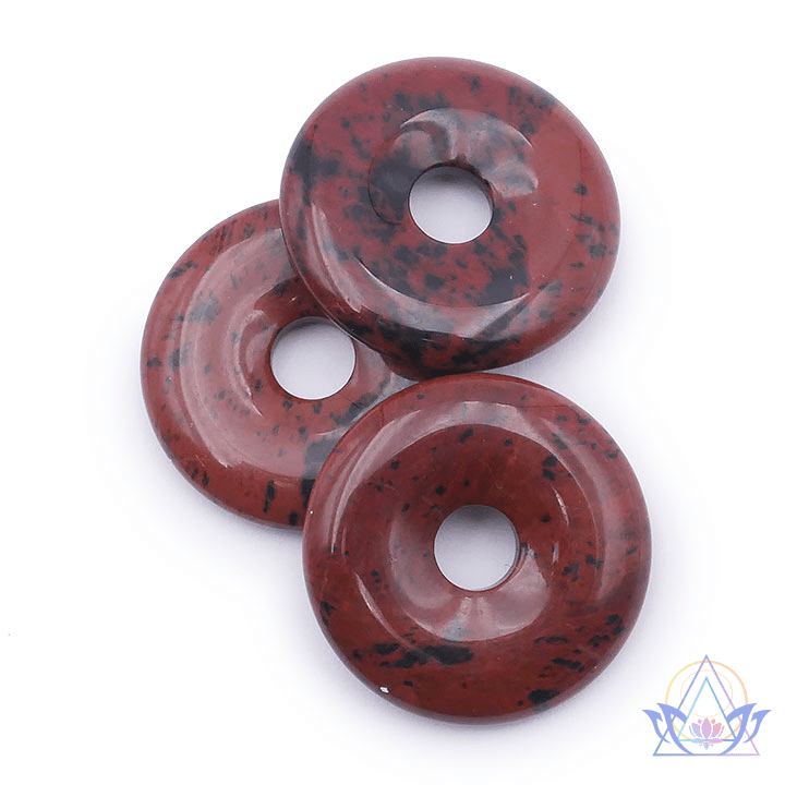 Pendentif donut Pi Chinois obsidienne acajou