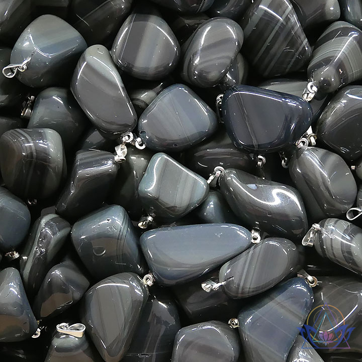 Pendentifs Obsidienne Platinium