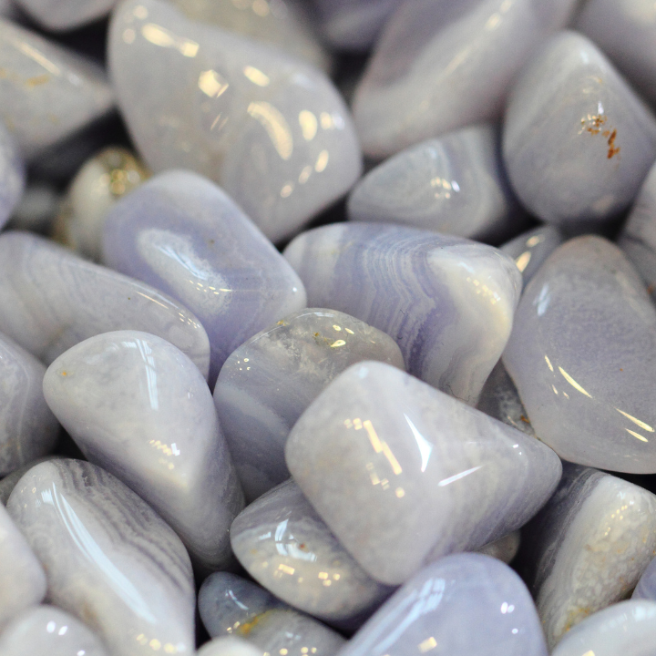 Pierres Roulées Calcédoine Bleue